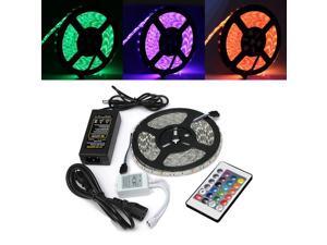5M 5050 RGB Waterproof 300 LED Flexible Rope Strip Light + 24 Key Controller + 12V Power Adapter-US adapter 5M 5050 RGB Waterproof 300 LED Flexible Rope Strip Light + 24 Key Controller + 12V Power Adapter-US adapter