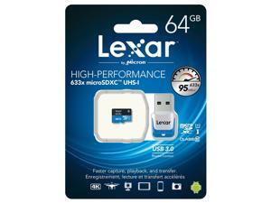 Lexar High Performance 633x 64GB microSDXC Flash Card Model LSDMI64GBB1EU633R Lexar High Performance 633x 64GB microSDXC Flash Card Model LSDMI64GBB1EU633R