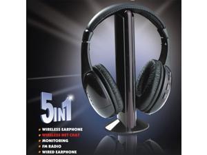 Black 5 in 1 Wireless Cordless Headphone Headset Earphone for PC TV Radio Wireless Headphone Gaming Headphone Black 5 in 1 Wireless Cordless Headphone Headset Earphone for PC TV Radio Wireless Headphone Gaming Headphone