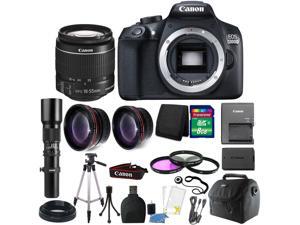 Canon EOS Rebel 1300D/T6 18MP DSLR Camera + 18-55mm IS II + 500mm Telephoto Lens + T-mount + 58mm 3pc Filter Kit + Telephoto & Wide Angle Lens + 8GB Memory Card + Wallet + Card Reader + Gadget Bag + Canon EOS Rebel 1300D/T6 18MP DSLR Camera + 18-55mm IS II + 500mm Telephoto Lens + T-mount + 58mm 3pc Filter Kit + Telephoto & Wide Angle Lens + 8GB Memory Card + Wallet + Card Reader + Gadget Bag +