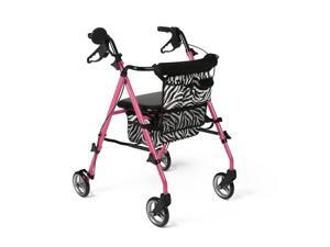 Posh Pink Zebra Rollator, Pink, 6" Posh Pink Zebra Rollator, Pink, 6"