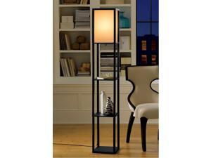 Light Accents Wooden Floor Lamp with White Linen Shade Light Accents Wooden Floor Lamp with White Linen Shade