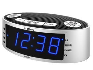 Easy to Read 0.9" Blue LED Display Clock with Dual Alarm, AM/FM Radio with External Wire Antenna, Auto-Time & Date Setting, 3-Steps Dimmer Control, Sleep Timer, Silver Color, Backup Battery (CKS3301) Easy to Read 0.9" Blue LED Display Clock with Dual Alarm, AM/FM Radio with External Wire Antenna, Auto-Time & Date Setting, 3-Steps Dimmer Control, Sleep Timer, Silver Color, Backup Battery (CKS3301)