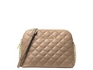 MICHAEL Michael Kors Cindy Large Dome Crossbody Quilted Costa Lamb 18K, Color Bisque MICHAEL Michael Kors Cindy Large Dome Crossbody Quilted Costa Lamb 18K, Color Bisque
