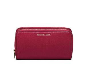 MICHAEL Michael Kors Adele Double Zip Wallet Small Pebble 18K, Color Cherry MICHAEL Michael Kors Adele Double Zip Wallet Small Pebble 18K, Color Cherry