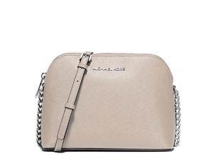 MICHAEL Michael Kors Cindy Large Dome Crossbody Saffiano Leather Shiny Rhodium, Color Cement MICHAEL Michael Kors Cindy Large Dome Crossbody Saffiano Leather Shiny Rhodium, Color Cement