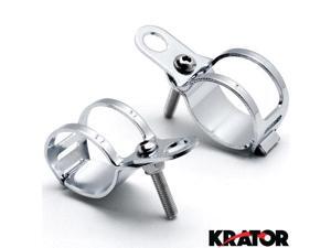 Krator® Chrome Turn Signal Mount Brackets Fork Ear 31-43mm For Vespa GTS GTV 250 300 Krator® Chrome Turn Signal Mount Brackets Fork Ear 31-43mm For Vespa GTS GTV 250 300
