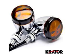 Krator® 2pc Skull Lens Chrome Motorcycle Turn Signals Bulb For Vespa GTS GTV 250 300 Krator® 2pc Skull Lens Chrome Motorcycle Turn Signals Bulb For Vespa GTS GTV 250 300