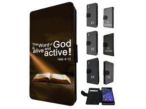 745 - Bible Word of God Alive and Active Design Sony Xperia Z3 Flip Case Credit Card Holder Cover Book Style 745 - Bible Word of God Alive and Active Design Sony Xperia Z3 Flip Case Credit Card Holder Cover Book Style
