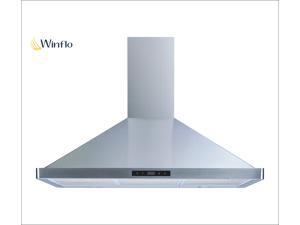 Winflo New 36" Wall Mount Stainless Steel Convertible Kitchen Range Hood with 450 CFM Air Flow LED Display Touch Control Included Dishwasher-Safe Aluminum Grease Filters and LED Lights Winflo New 36" Wall Mount Stainless Steel Convertible Kitchen Range Hood with 450 CFM Air Flow LED Display Touch Control Included Dishwasher-Safe Aluminum Grease Filters and LED Lights