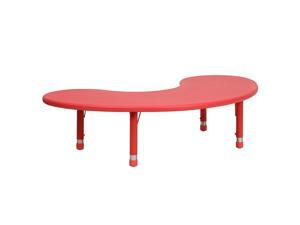 Flash Furniture 35''W x 65''L Height Adjustable Half-Moon Red Plastic Activity Table Flash Furniture 35''W x 65''L Height Adjustable Half-Moon Red Plastic Activity Table