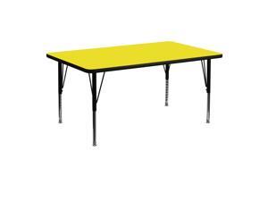 Flash Furniture 24''W x 48''L Rectangular Activity Table with 1.25'' Thick High Pressure Yellow Laminate Top and Height Adjustable Pre-School Legs [XU-A2448-REC-YEL-H Flash Furniture 24''W x 48''L Rectangular Activity Table with 1.25'' Thick High Pressure Yellow Laminate Top and Height Adjustable Pre-School Legs [XU-A2448-REC-YEL-H
