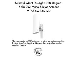 Mikrotik mANT15s 5GHz 120 degree 15dBi 2X2 MIMO Sector Antenna MTAS-5G-15D120 Mikrotik mANT15s 5GHz 120 degree 15dBi 2X2 MIMO Sector Antenna MTAS-5G-15D120
