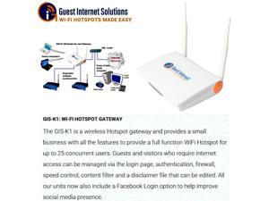 Guest Internet GIS-K1 Wireless Gateway up to 25 concurrent users 4 port switch Guest Internet GIS-K1 Wireless Gateway up to 25 concurrent users 4 port switch
