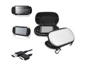 eForCity White Hand Grip + Screen Protector + Silver EVA Case Cover + USB Cable Compatible With Sony PS Vita PSV eForCity White Hand Grip + Screen Protector + Silver EVA Case Cover + USB Cable Compatible With Sony PS Vita PSV