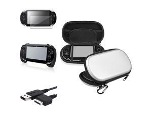 eForCity Black Hand Grip + Screen Protector + Silver EVA Case Cover + USB Cable Compatible With Sony PS Vita PSV eForCity Black Hand Grip + Screen Protector + Silver EVA Case Cover + USB Cable Compatible With Sony PS Vita PSV