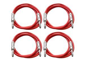 SEISMIC AUDIO - SATRX-6 - 4 Pack of 6' 1/4" TRS to 1/4" TRS Patch Cables - Balanced - 6 Foot Patch Cord - Red and Red SEISMIC AUDIO - SATRX-6 - 4 Pack of 6' 1/4" TRS to 1/4" TRS Patch Cables - Balanced - 6 Foot Patch Cord - Red and Red