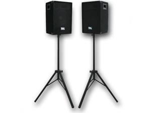 Seismic Audio - Pair of 10" PA Speakers with two tripod speaker stands Seismic Audio - Pair of 10" PA Speakers with two tripod speaker stands