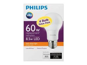PHILIPS 460311 60 Watt Equivalent Warm White A19 LED Light Bulb - 4 Pack PHILIPS 460311 60 Watt Equivalent Warm White A19 LED Light Bulb - 4 Pack