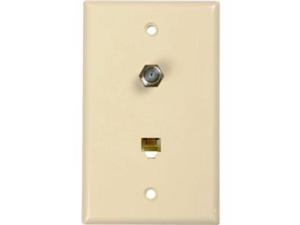 Modular Phone/Coaxial Wall Plate Ivory RCA TV Wire and Cable Tp062 079000306733 Modular Phone/Coaxial Wall Plate Ivory RCA TV Wire and Cable Tp062 079000306733