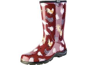 Size 7 Barn Red Women's Rain And Garden Chicken Print Garden Boots Sloggers Size 7 Barn Red Women's Rain And Garden Chicken Print Garden Boots Sloggers