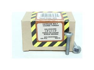 100Pk 1/4" x 1-1/2" Carriage Bolt, ARB, Coarse Thread, Galvanized Crown Bolt 100Pk 1/4" x 1-1/2" Carriage Bolt, ARB, Coarse Thread, Galvanized Crown Bolt