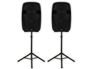 Acoustic Audio AA152UB Powered 15" Bluetooth Speaker Pair 1800 Watts USB MP3 & Stands AA152UB-PK2 Acoustic Audio AA152UB Powered 15" Bluetooth Speaker Pair 1800 Watts USB MP3 & Stands AA152UB-PK2