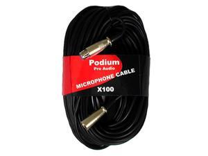 Podium Pro X100 Pro Audio 100 Foot Mic / Microphone Cable Male XLR Jack to Female XLR Jack Podium Pro X100 Pro Audio 100 Foot Mic / Microphone Cable Male XLR Jack to Female XLR Jack