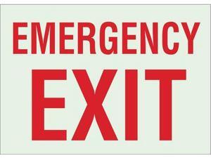 Fire Exit Sign, Brady, 90494, 10"Hx14"W Fire Exit Sign, Brady, 90494, 10"Hx14"W