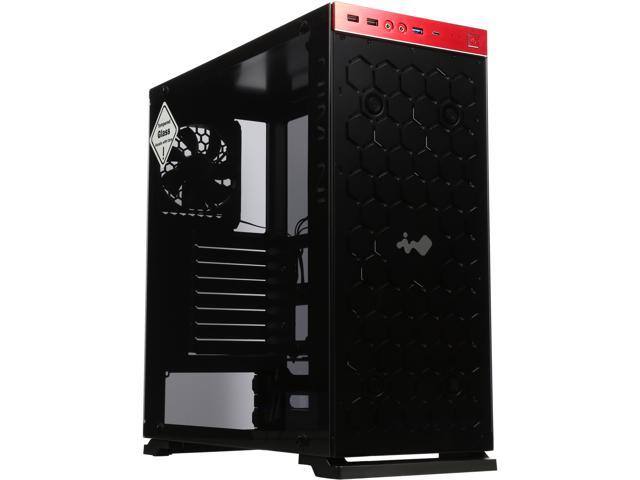 IN WIN 805 RED Red Aluminum / Tempered Glass ATX Mid Tower Computer Case Compatible with ATX 12V/ EPS up to 220mm Power Supply Power Supply