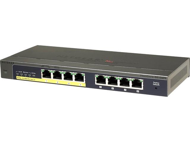 NETGEAR ProSAFE 8-Port Gigabit PoE Web Managed (Plus) Switch with 4 PoE Ports 53W (GS108PE) - Lifetime Warranty