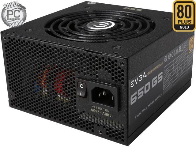 EVGA SuperNOVA GS 220-GS-0650-V1 80 PLUS GOLD 650 W ECO Mode Fully Modular NVIDIA SLI Ready and Crossfire Support Super Silent Continuous Power Supply