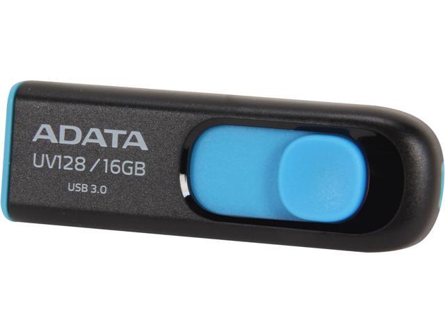 (3x) ADATA DashDrive Series UV128 16GB USB 3.0 Flash Drive, Black/Blue (AUV128-16G-RBE)