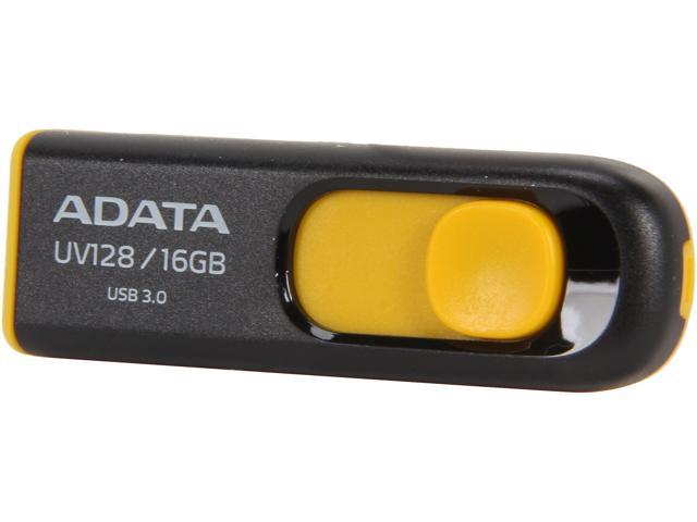 (3x) ADATA DashDrive Series UV128 16GB USB 3.0 Flash Drive, Black/Yellow (AUV128-16G-RBY) 