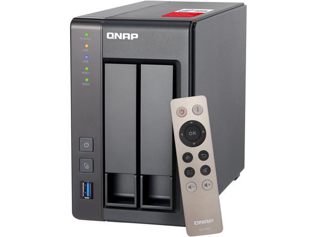 QNAP TS-251+-2G-US 2-Bay Personal Cloud NAS with HDMI output. DLNA, AirPlay and PLEX Support Black Case, Remote Control Included