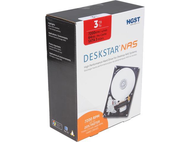 HGST Deskstar NAS H3IKNAS30003272SN (0S03660) 3TB 7200 RPM 64MB Cache SATA 6.0Gb/s 3.5 inch High-Performance Hard Drive for Desktop NAS Systems Retail Kit