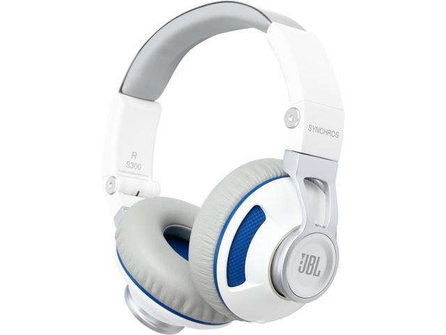 JBL Synchros S300 Premium On-Ear Headphones for iOS w/ Built-in Remote/Microphone - White/Blue