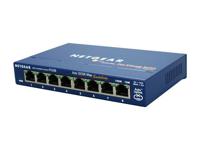 NETGEAR ProSAFE 8-Port Fast Ethernet Switch (FS108) - Lifetime Warranty
