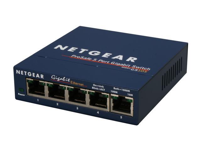 NETGEAR ProSAFE 5-Port Gigabit Ethernet Switch (GS105 v5) - Lifetime Warranty