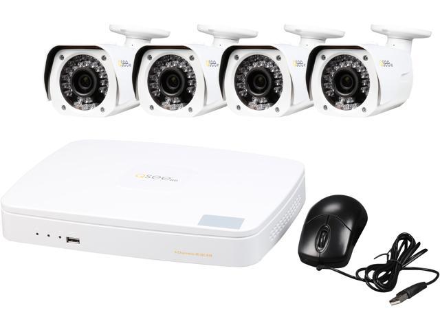 Q-SEE QC858-4P4 8 Channel NVR Surveillance System with 4 x 3MP Full HD Day / Night In / Outdoor PoE IP Security Cameras