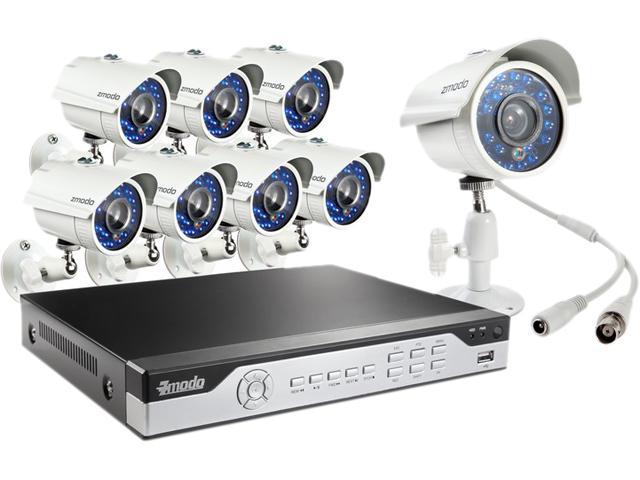 Zmodo KHI8-YARUZ8ZN 8 Channel H.264, 960H DVR Security System with 8 x 700TVL Night Vision w/IR Cut Outdoor Cameras (No HDD)