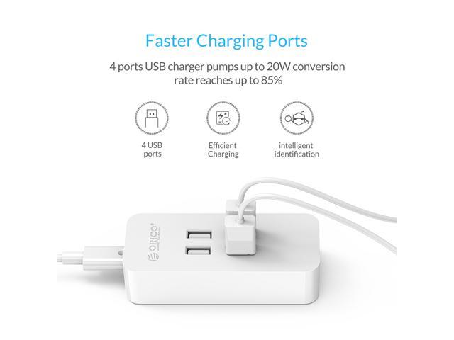ORICO 4-Port Mini Desk USB Charger with Fast Charging Technology for iPhone 7&#47;7Puls&#47;6S&#47;6S P&#47;5SE&#47; iPad&#47;LG&#47;Samsung&#47;HTC - White ...