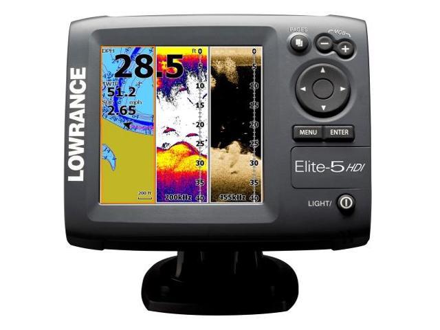 Lowrance Elite-5 HDI 50/200 - 455/800 Combo Unit - Transom Mount (000-11146-001)