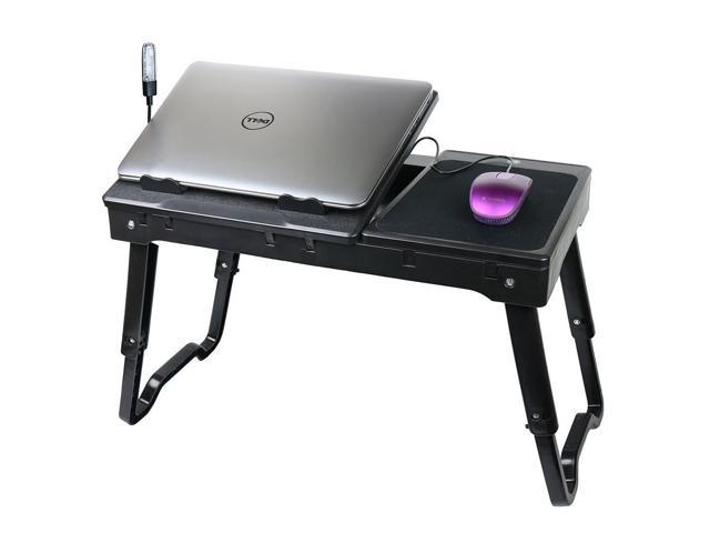 DG Sports Multi-Functional Laptop Table Stand with Internal Cooling Fan and Built-In LED Light - Black