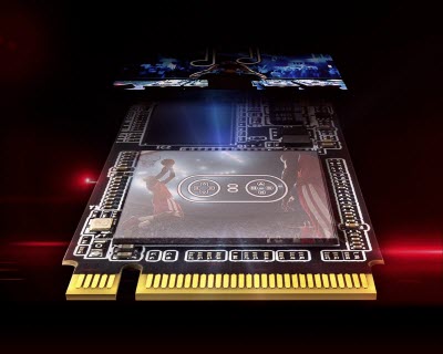Closeup of the 3D NAND Flash on the XPG SX8200 pro SSD
