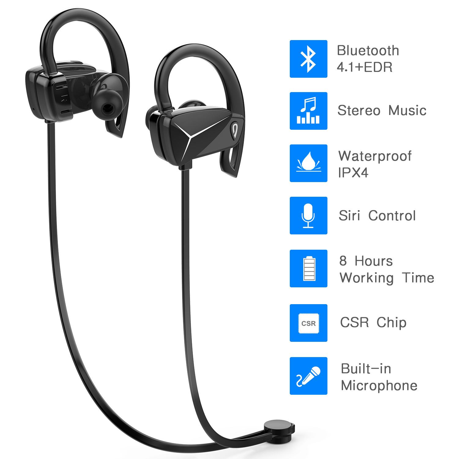DOSS BE1 Bluetooth 4.1 Sport Earbuds Sweat-Proof Wireless Earphone