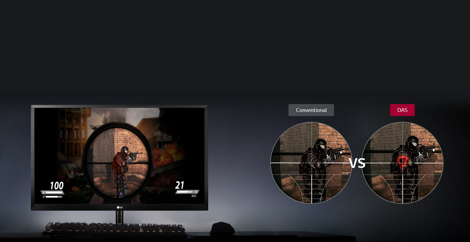 Dynamic Action Sync on a Gaming Monitor Showing an FPS Game