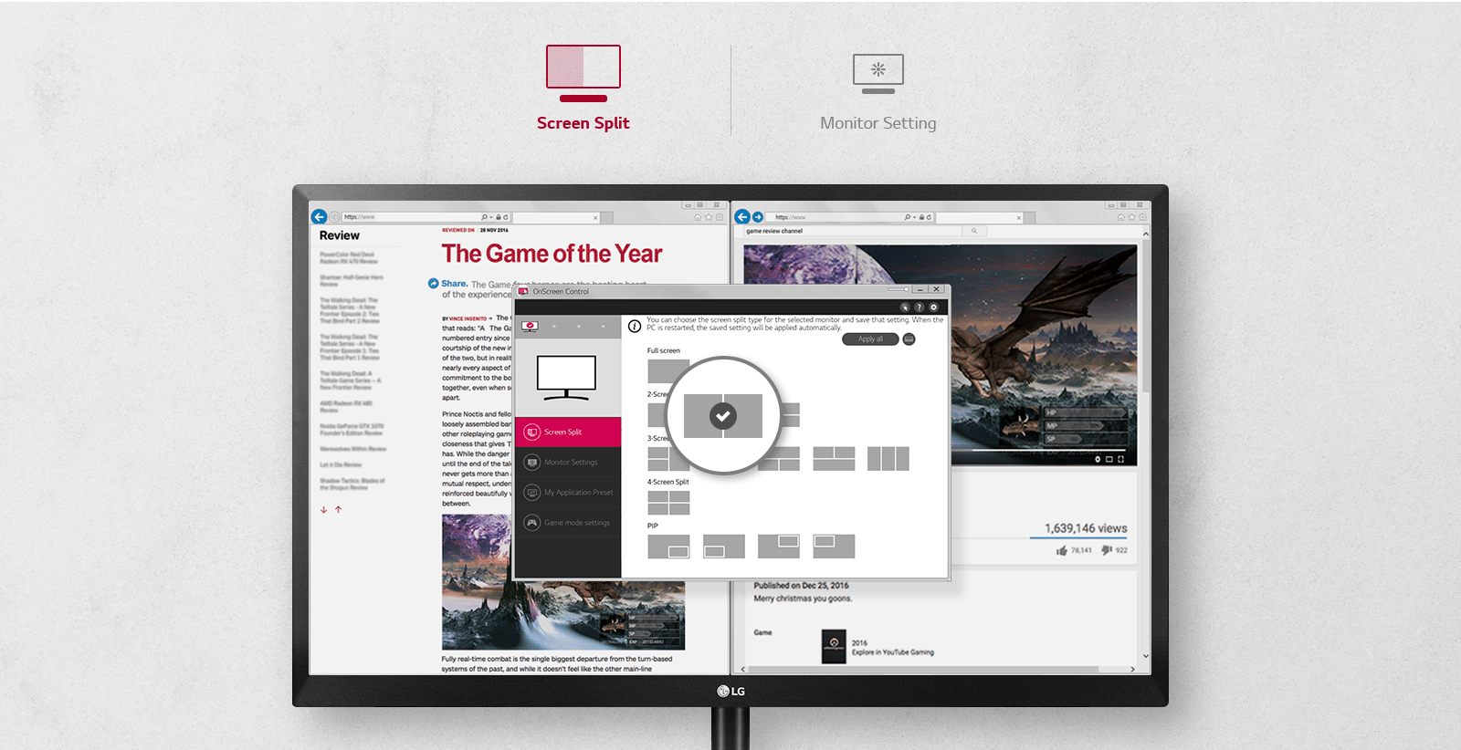 On-Screen Control Software Window Examples