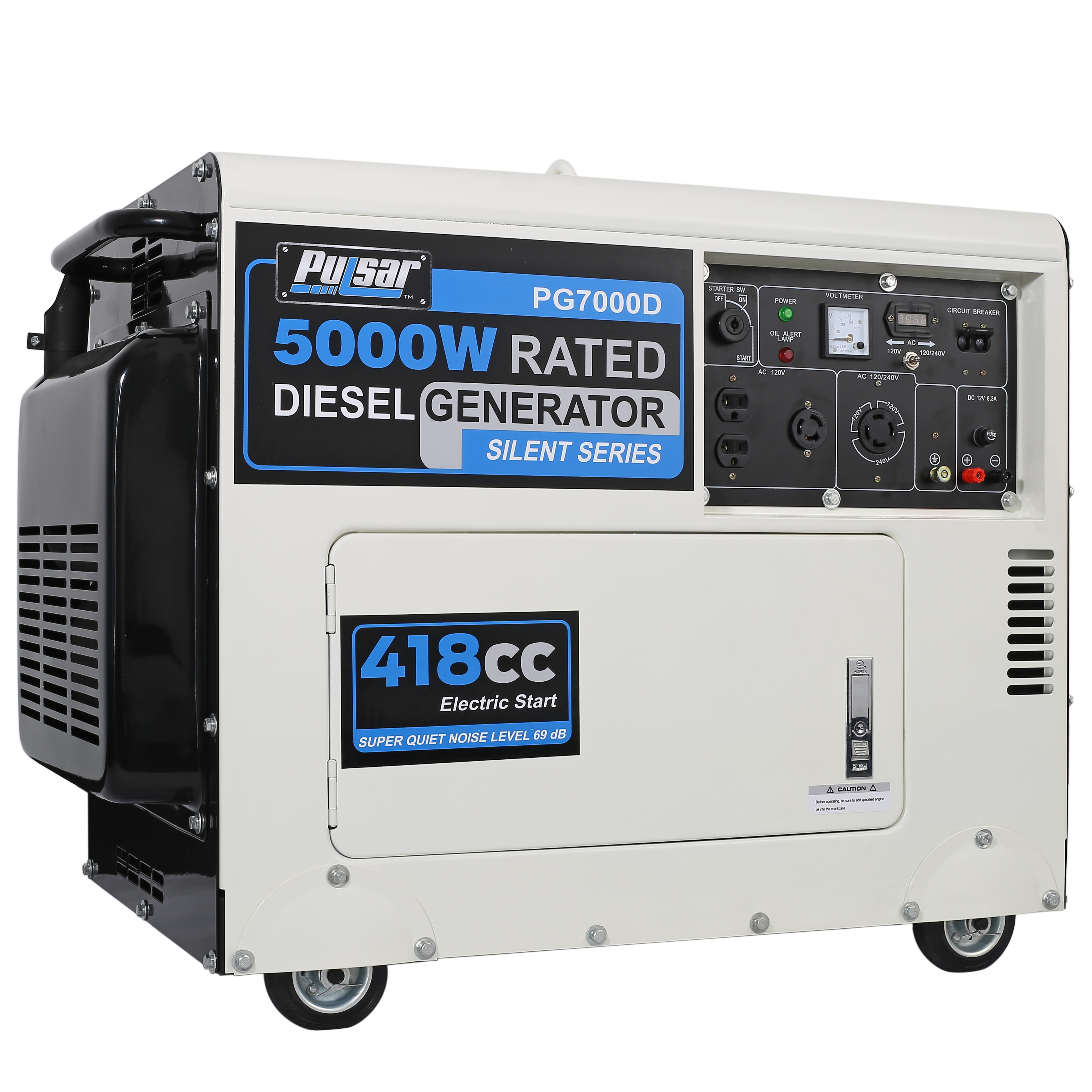 Pulsar PG7000D 5,000 Rated Watts Closed Frame Diesel-Powered Generator