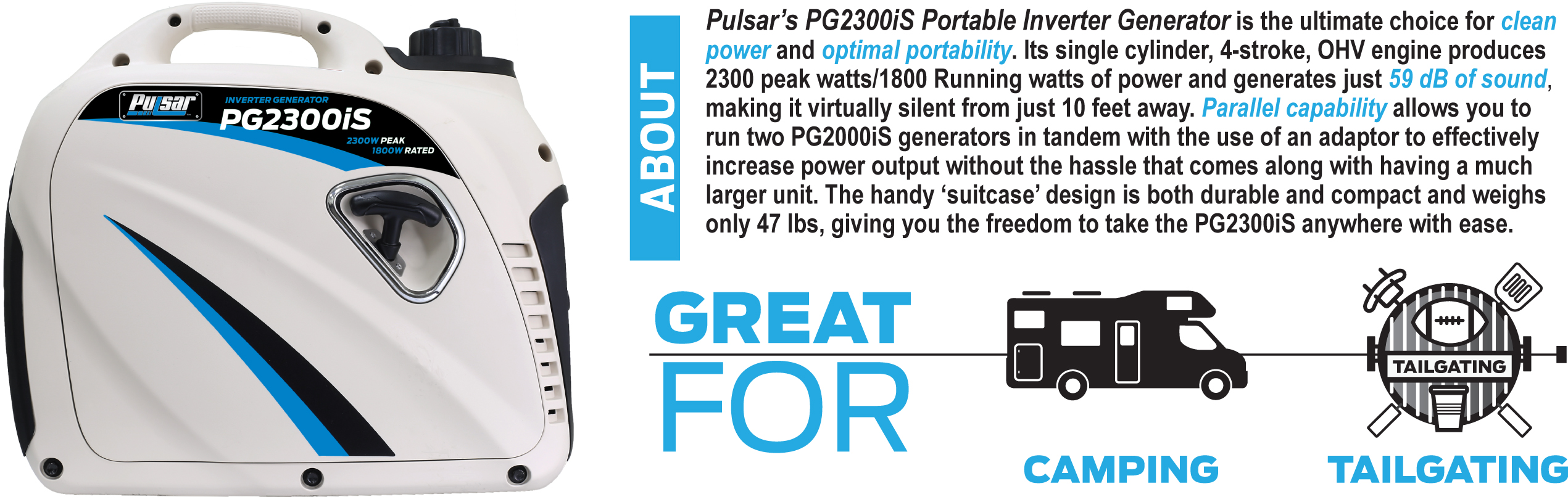 Pulsar PG2300iS 2,300W Rated Watts Closed Frame Diesel-Powered Generator